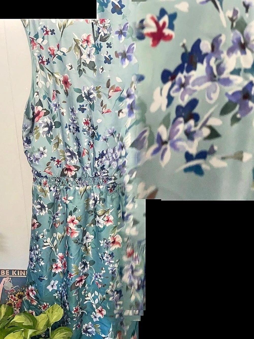 Coldwater Creek Floral Midi Dress in Blue & Pink Size 20